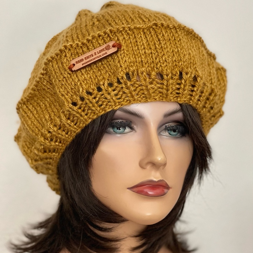 Hand Knits 2 Love Slouch Beanie Hat Beret Cap Tam Tassel Beads Designer Hip